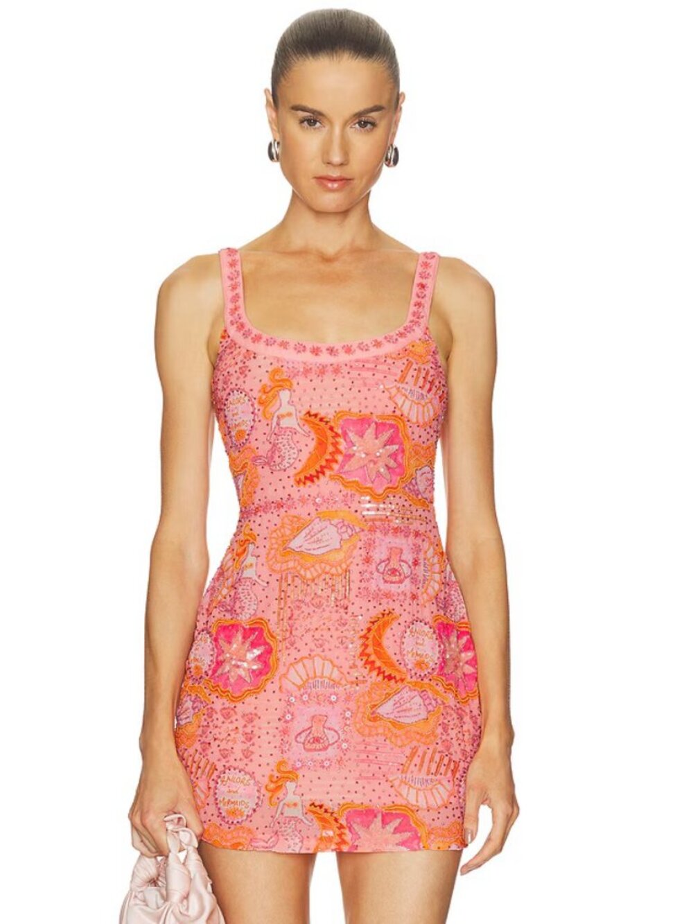 For Love & Lemons Tide Pool Mini Dress | Beaded | Apricot | US 8 | NWT